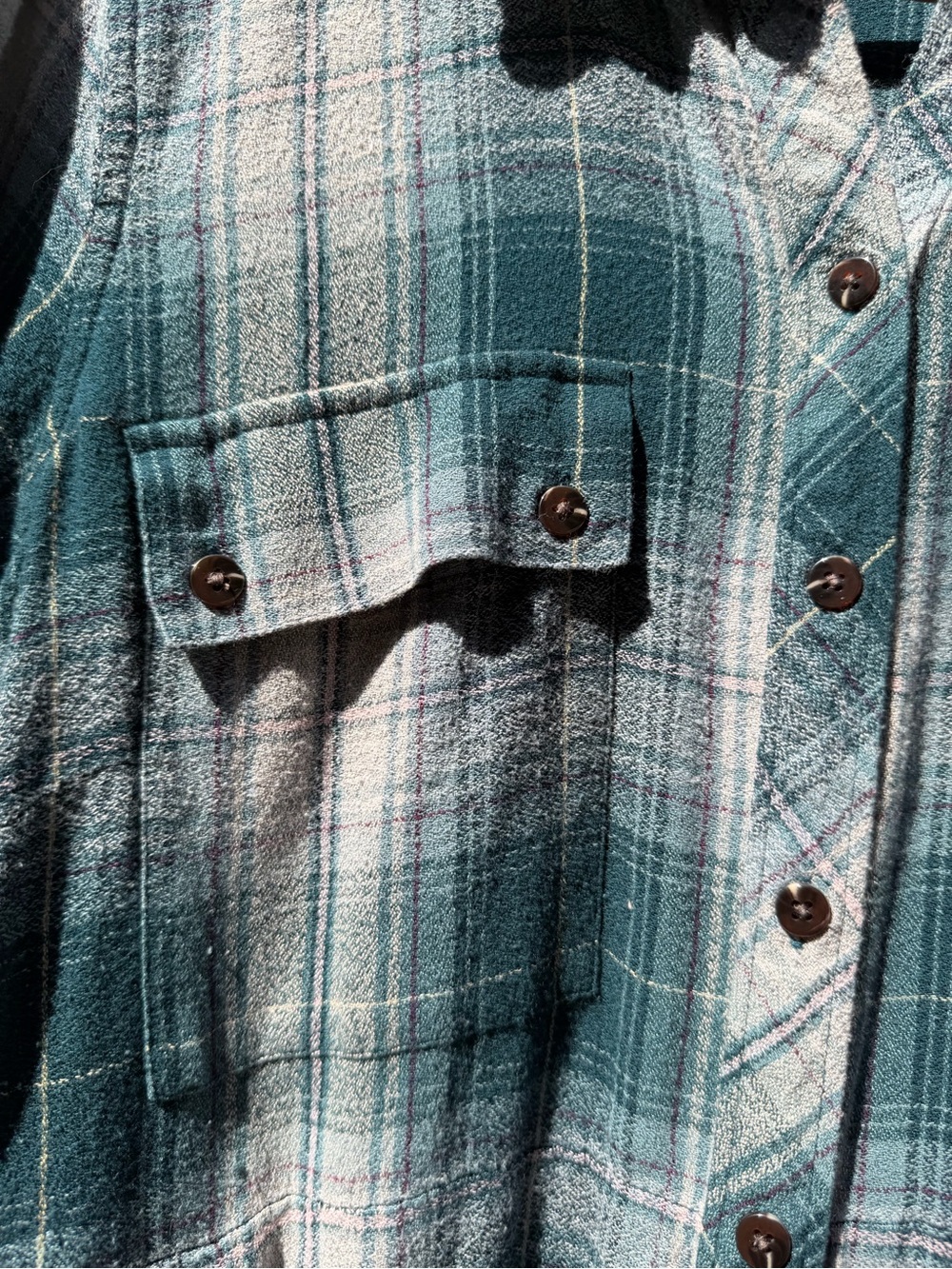 J. Jill M Teal Cream Fall Plaid Button-Front Midi shirt Dress - Picture 3 of 6